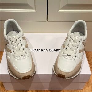 Veronica Beard White and Tan Sneakers